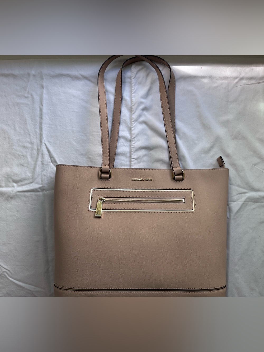 Michael Kors Nude Blush Saffiano Tote with Gold Hardware